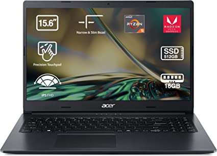Acer Aspire 3 A315-23 - Ordenador Portátil 15.6” Full HD (‎AMD Ryzen 5 3500U, 16GB RAM, 512GB SSD, UMA Graphics, Sin Sistema operativo)