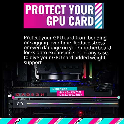 Cooler Master ELV8 GPU Brazo de Soporte de Tarjeta Gráfica Universal con Tira de Iluminación ARGB
