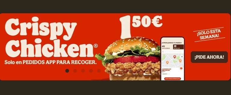 Crispy Chicken a 1,50€ ( Desde la app para recoger y solo esta semana)