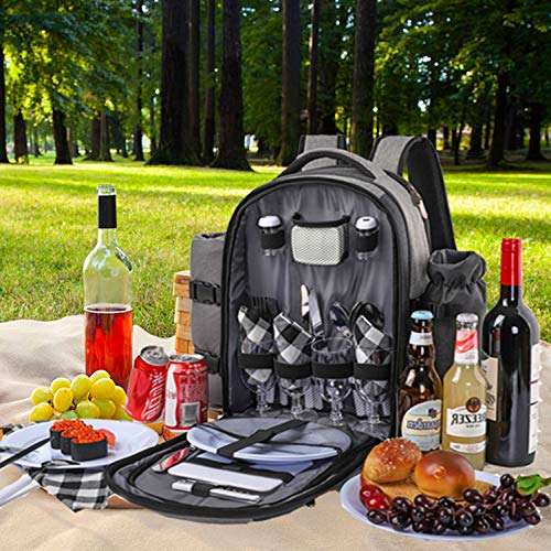 TAIBID Juego de mochila de picnic para 4 personas