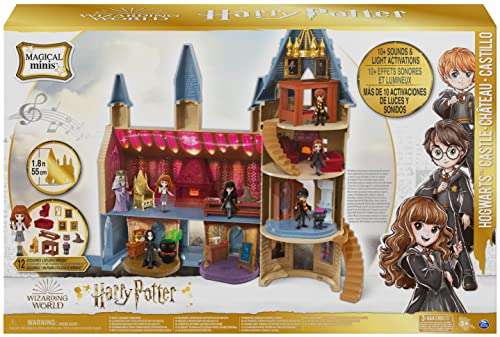 HARRY POTTER- Castillo Hogwarts Magical Minis con 12 Accesorios,Luces, Sonidos y Muñeca de Hermione
