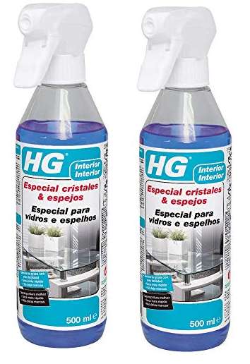 2 x HG Especial cristales y espejos, Limpiador de Vidrios Sin Rayas (2 x 500 ml)