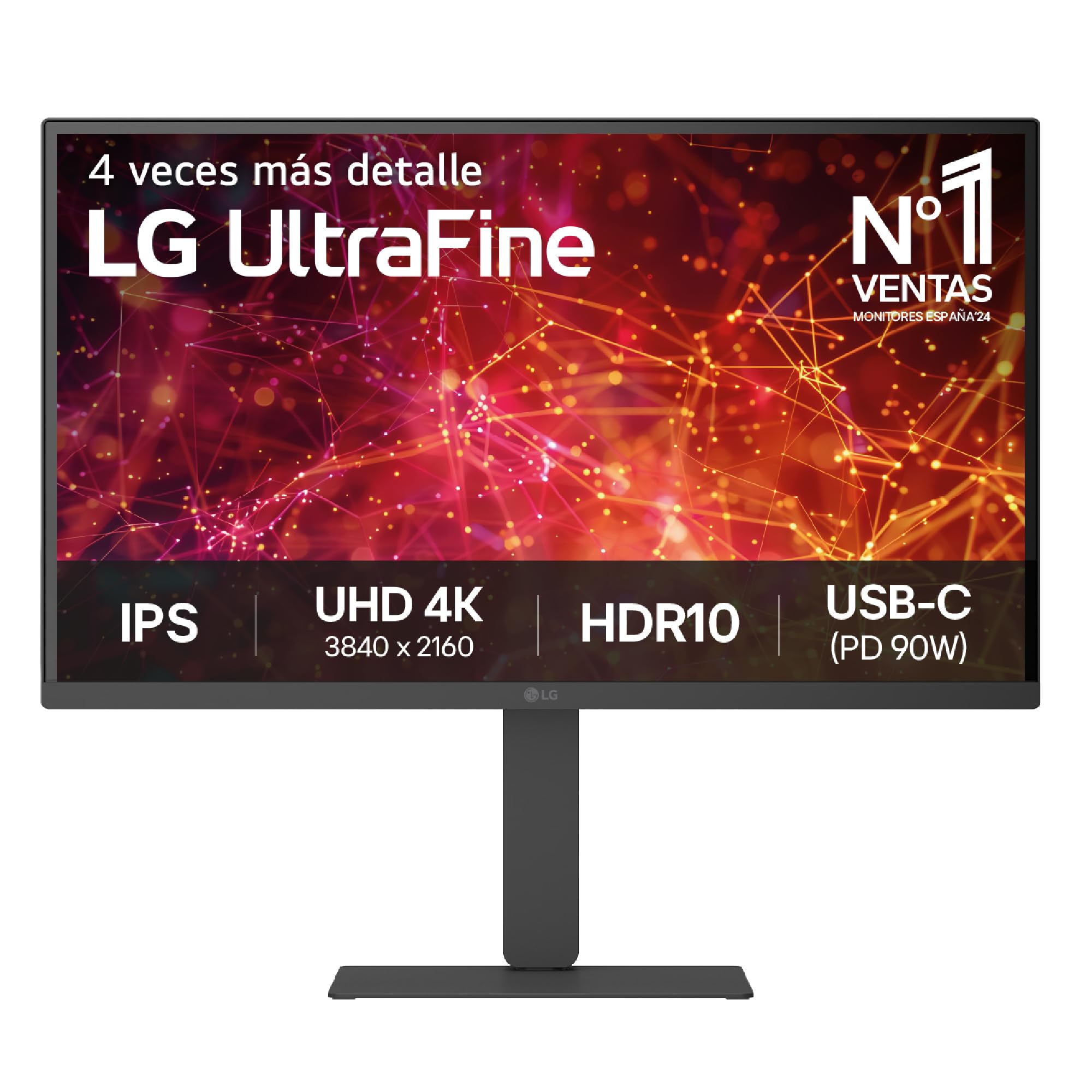 Monitor LG UltraFine 27U730A-B 27" (4K UHD IPS, DCI-P3 90%, HDR10, peana regulable en altura, altavoces 2x5W, HDMI x2, negro, en Amazon)