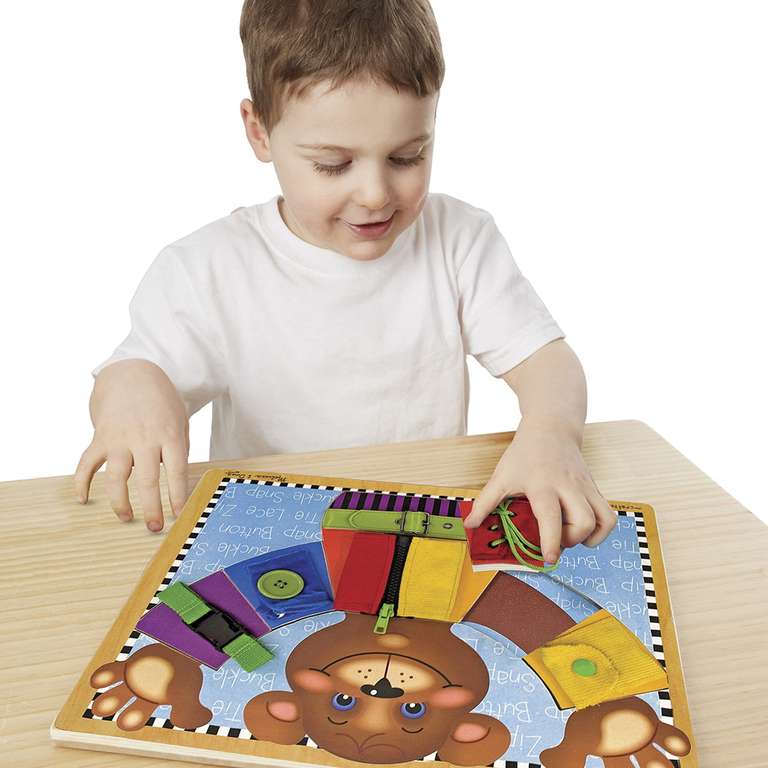 Melissa & Doug- Tablero de Madera Habilidades Básicas Tablero Montessori | Juguete de madera | Regalo fantástico para niñas y niños
