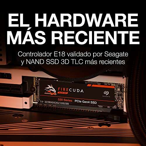 Seagate FireCuda 530, 1 TB, SSD interno, M.2 PCIe Gen 4 ×4 NVMe 1.4, 7300 MB/s, NAND TLC 3D, 1275 TBW, 1,8 millones de horas de MTBF