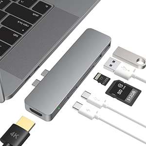 Hub USB C, 7 en 1 Adaptador, Adaptador Multipuerto, Apto para MacBook Pro/Air.