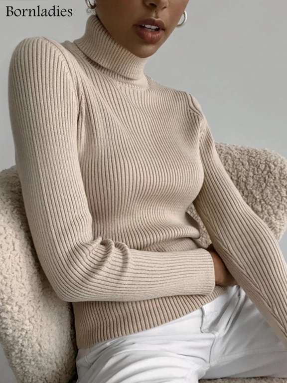 Bornladies-suéteres básicos de cuello alto para mujer (varios colores) (el 4 de noviembre a las 10:00)