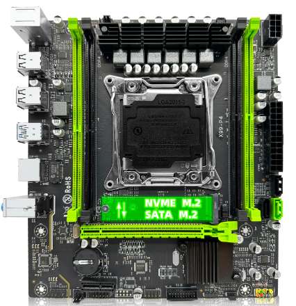 Kit placa base + procesador + RAM ZSUS X99 P4 Motherboard Set Kit With Intel Xeon E5 2670 V3 CPU DDR4 16GB 2133MHZ RAM NVME M.2