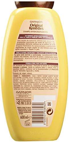 2x Garnier Original Remedies - Champú con Aceite de Aguacate y Manteca de Karité - 600 ml. Total 1200ml. [3'54€/ud]