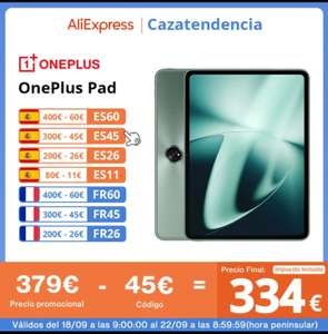 OnePlus Pad Versión Global 128GB, SUPERVOOC, Sonido Omnibearing, 144 Hz - ENVÍO DESDE ESPAÑA