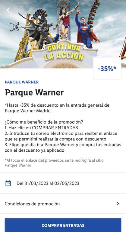 35% de descuento en parque Warner Madrid