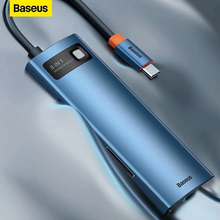 Baseus-Hub USB C 4K @ 30Hz, Hub compatible con HDMI, 8 en 1, RJ45, PD, 100W, adaptador para Macbook M2, M1,