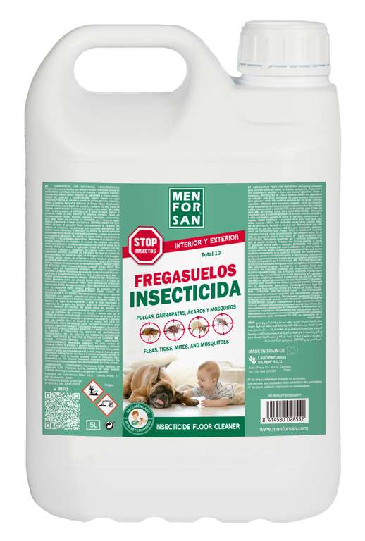 Menforsan Total 10, Limpiasuelos Insecticida, Elimina y Protege el Entorno de la Mascota y el Hogar, para Interior y Exterior (5L)