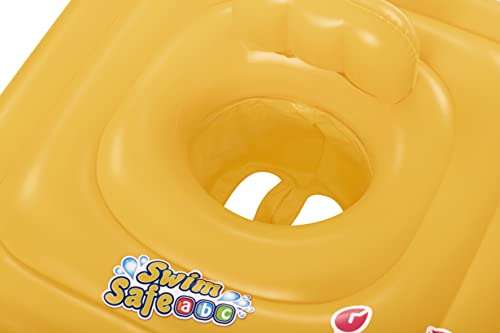 BESTWAY Flotador Hinchable para Bebé Swin Safe Wondersplash Square 3-Ring 76x76 cm Naranja