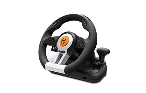 Juego de volante y pedales Multiplataforma, palanca de cambios y levas en el volante, efecto vibracion, compatible PC, PS3, PS4 y XBOX