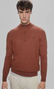 PEDRO DEL HIERRO Jersey algodón seda cashmere cuello cremallera color MARRÓN (tallas M-2XL)