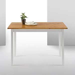 Mesa de comedor de madera Becky de 114 cm, Mesa de cocina de madera maciza estilo casa de campo, Montaje sencillo