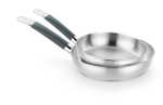 BRA Master Set 2 Sartenes Acero Inox. 18/10. 20-24 cm. Sin Antiad. Apto Inducción y Horno. Mango Silicona. También disponibles 26 y 28cm