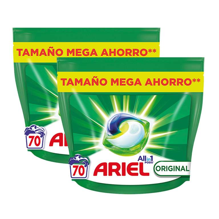 Ariel Original Todo En Uno PODS, 140 Lavados: Jabón Con 5 Acciones, Eficaz En Frío, Frescor Mejorado [NUEVO USUARIO 16.79€]