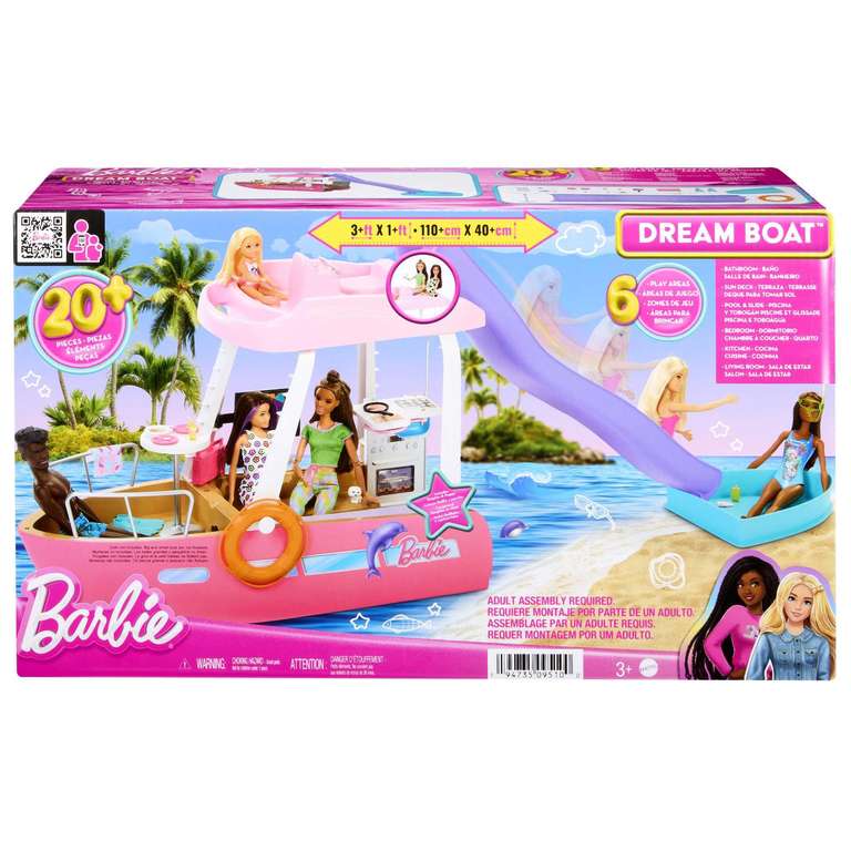 Barbie - Pack de 2 Juguetes - Barco de los Sueños + Muñeca Fashionista