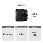 Sony Lente estándar SEL-50F18F (longitud focal fija, 50 mm, F1.8, fotograma completo, adecuado para las series A7, A6000, A51...