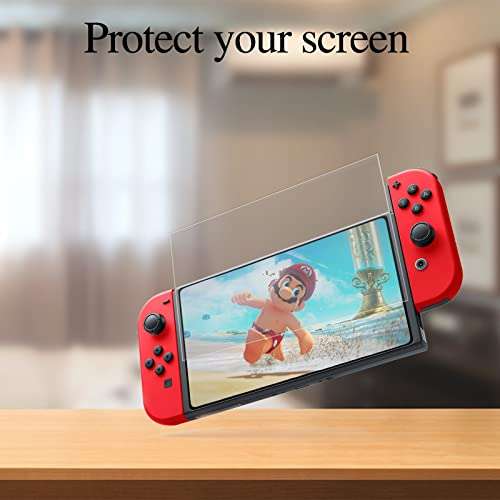 Protector de pantalla de vidrio templado HD para Nintendo Switch OLED: 3 piezas, fácil instalación y sin burbujas