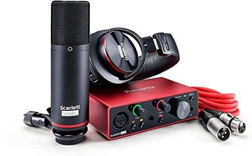 Paquete de interfaz de audio USB Scarlett Solo Studio 3.ª gen. de Focusrite + micrófono de condensador + auriculares