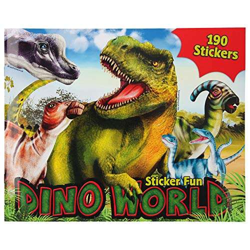 Libro para Colorear Stickerfun, Dino World, con Hojas de Pegatinas