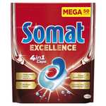 Somat Excellence 4 en 1 Caps, 50 Ud, Detergente Lavavajillas de Disolución Rápida, Limpieza y Brillo Radiantes (12,34€ compra única).