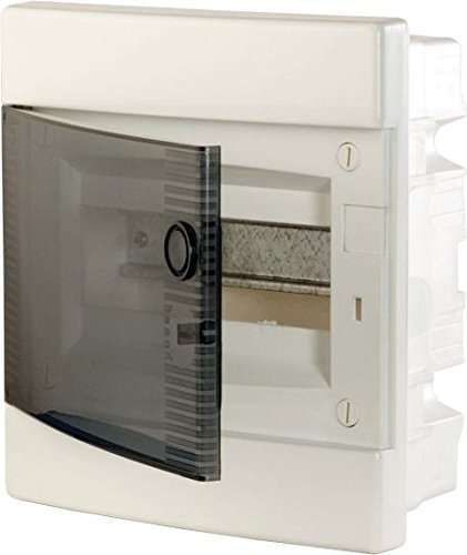 Caja de distribución resistente, puerta transparente, 8 módulos (21x20cm)
