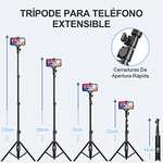 Palo Selfie Tripode, 133cm Extensible Tripode para Movil con Control Remoto Blutooth Desmontable Clip Universal, Selfie 50 %: CUPON 6V44Q5EF
