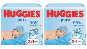 Huggies Toallitas pure para Bebé, 99% agua, 1008 toallitas (18 packs de 56  toallitas) : : Bebé