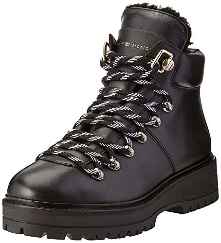 Tommy Hilfiger Leather Outdoor Flat Boot, Botas de Moda Mujer