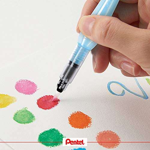Pentel Arts - Pluma estilográfica (punta larga), color azul claro/Multicolor, Grueso