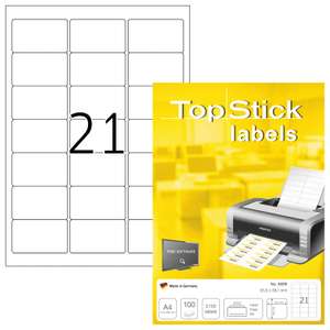 Etiquetas autoadhesivas para direcciones A4 (63,5 x 38,1 mm) 100 hojas, 21 etiquetas por hoja, 2100 etiquetas,para impresoras inkjet y láser
