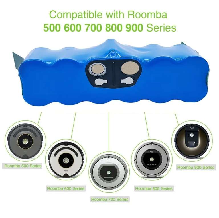 Battool Batería para aspiradora IRobot Roomba Series 500, 600, 700, 800, 900.  5000Mah, 14,4V » Chollometro