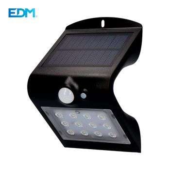 Aplique Solar 1,5w 220 Lumen Recargable Sensor De Presencia (2-6m) Color Negro
