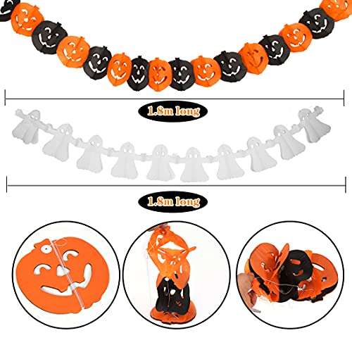 Pack Halloween 37 piezas: 1 pancarta de globos + 2 guirnaldas + 20 globos + 1 globo búho + 12 piezas decoración pastel + 1 cinta