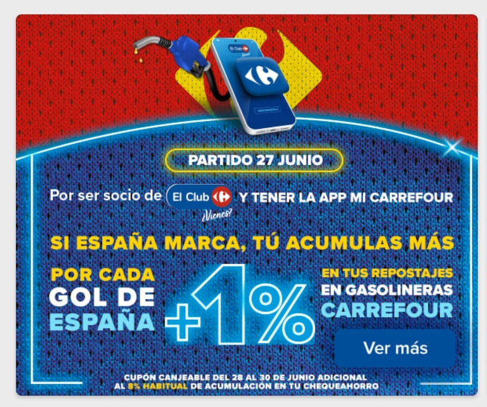 Descuento extra en gasolineras Carrefour por cada gol de España