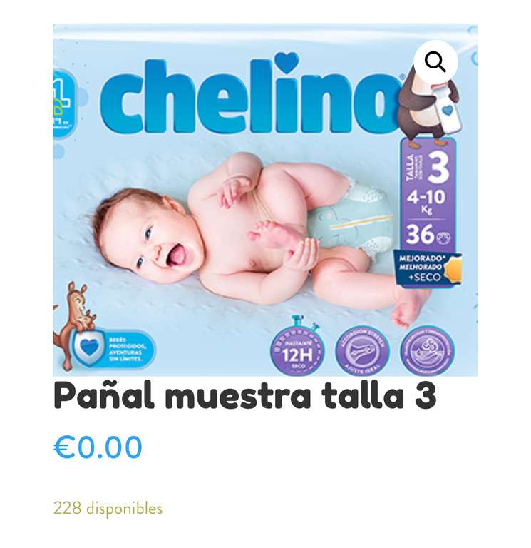 PAÑALES CHELINO TALLA 3 (4-10 KG) 36 UDS.