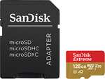 SanDisk Tarjeta microSDXC Extreme de 128 GB hasta 190 MB/s, con rendimiento de aplicaciones A2, UHS-I, Clase 10, U3, V30