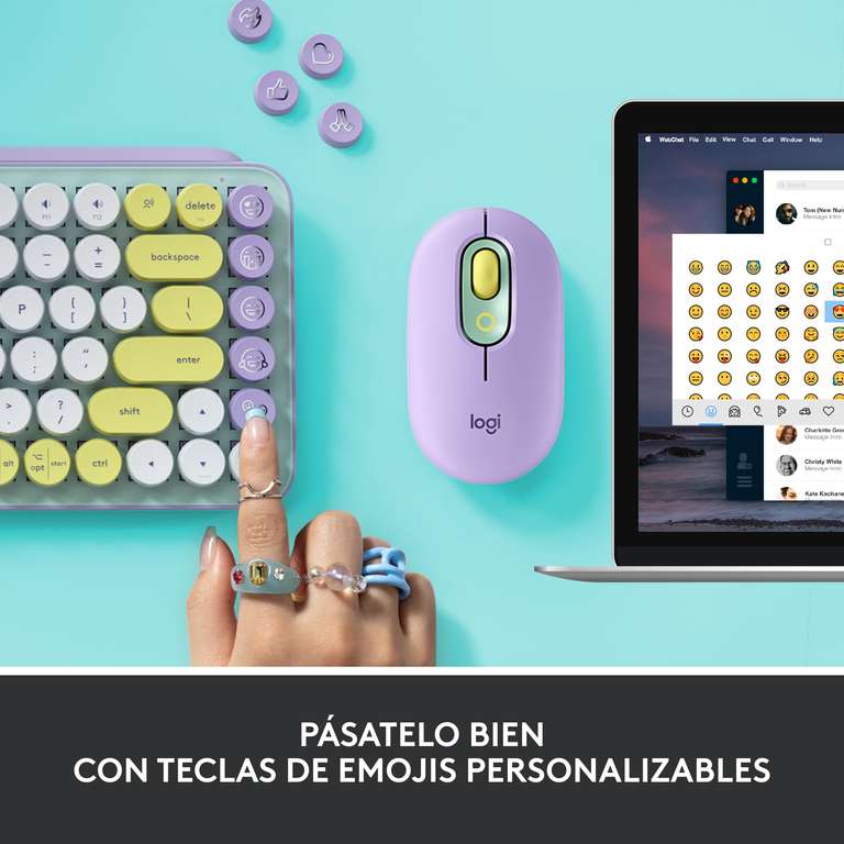 Logitech Pop Keys Teclado Mecánico Inalámbrico con Teclas Emoji Personalizables por USB o bluethoot Gamlng