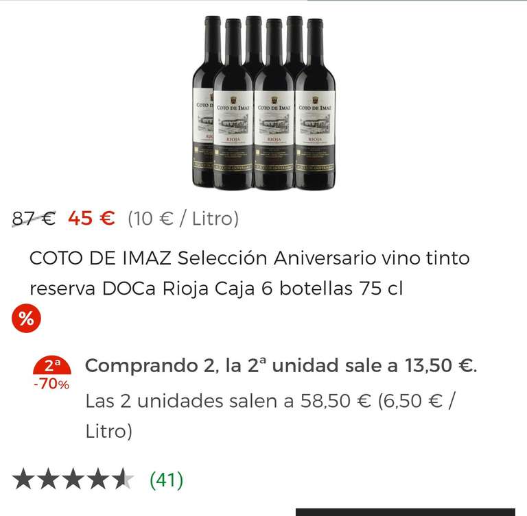 Coto de Imaz Reserva Selección a 4,88€ botella comprando 2 Cajas