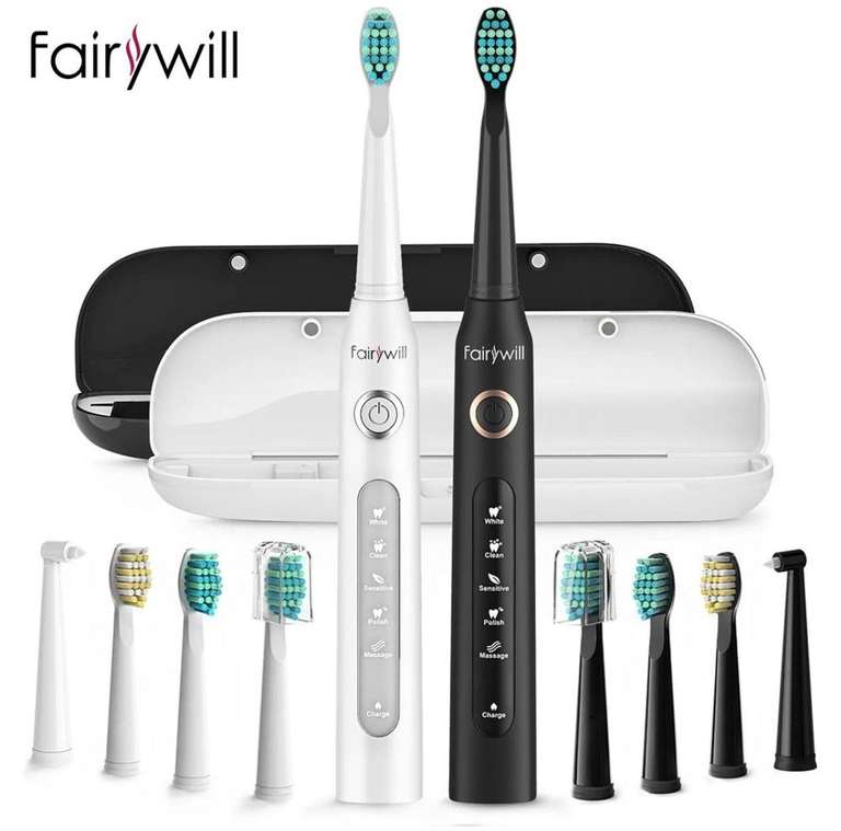 Fairywill FW-507 - Cepillo de dientes eléctrico sónico para adulto (desde España)
