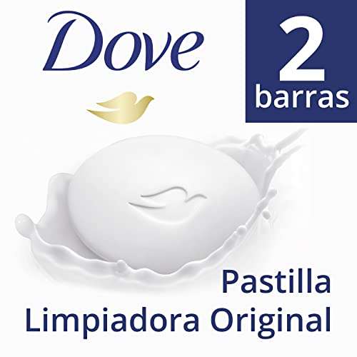 Dove Jabón en Pastilla Limpiadora para Manos y Cara 2 en 1 con 1/4 de Crema Hidratante - Pack de 2 x 90g