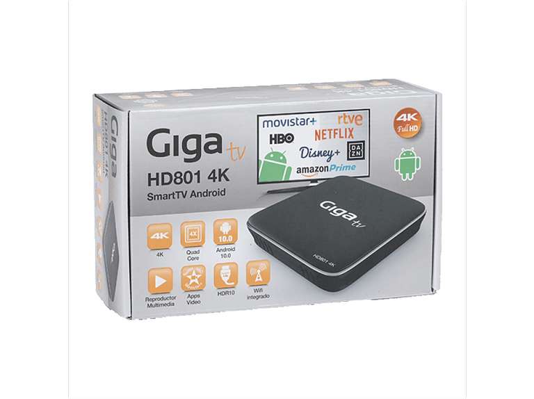 Decodificador Smart TV Box Giga HD801 Android 10.0 TV BOX Wi-Fi, SMART TV 4K