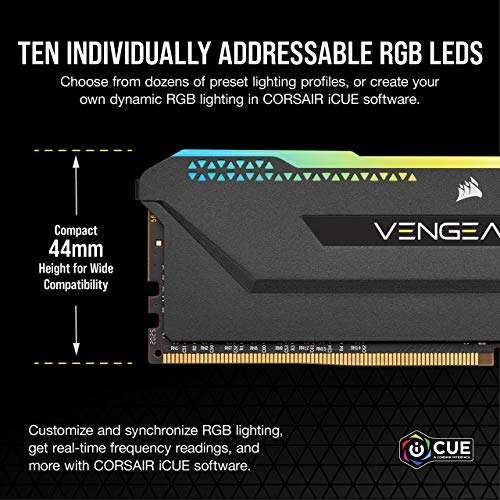 Memoria RAM Corsair Vengeance RGB Pro SL de 32 GB (4x8GB) DDR4 con iluminación RGB