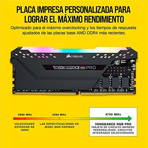 Corsair Vengeance Pro - Módulo RGB de 16 GB (1 x 16 GB) DDR4 3600 (PC4-28800) C18 AMD Ryzen
