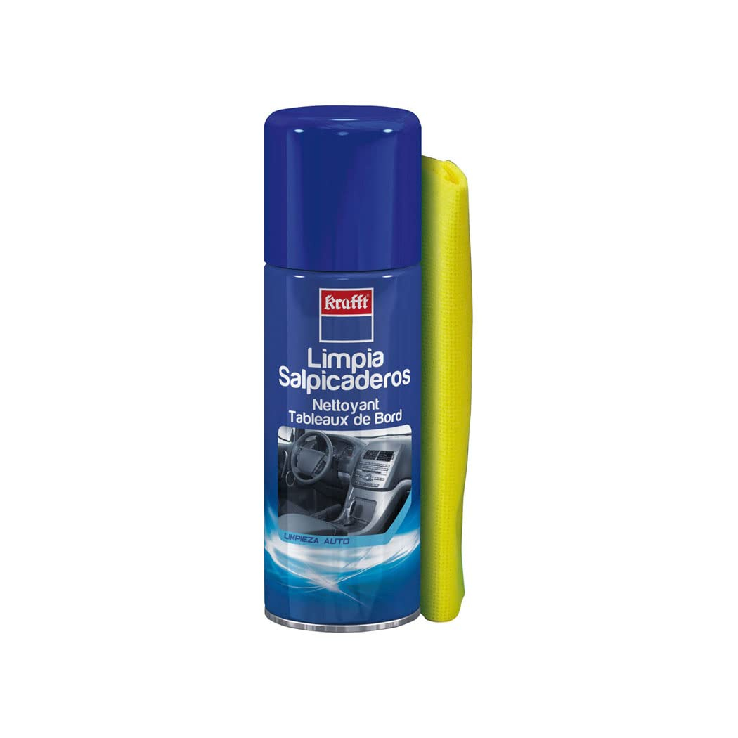 Krafft Limpia Salpicaderos Coche Profesional, Abrillantador Coche Interior con Bayeta Incluida 400 ml