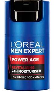 L'Oréal Crema hidratante hombre, Antiarrugas y antienvejecimiento, Ácido hialurónico, pieles secas y apagadas, Men Expert Power Age, 50ml